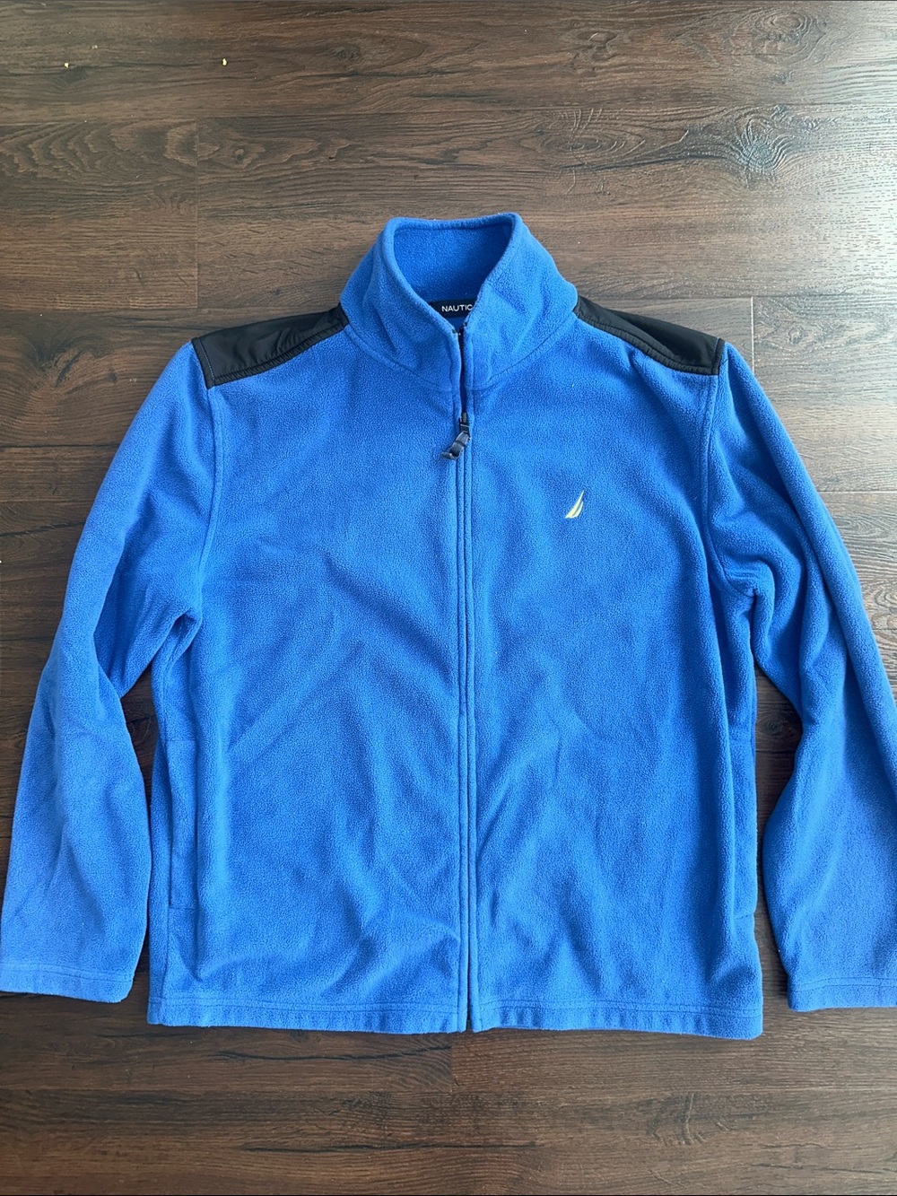Nautica Men’s Royal Blue Fleece Jacket with Black Shoulder Panels